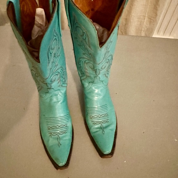 Lucchese Shoes - Lucchese Teal Embroidered Heeled Boots